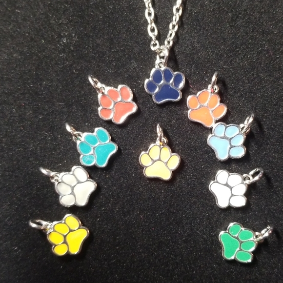 Silvertone Necklace with Dog Paw Charm - Picture 2 of 3